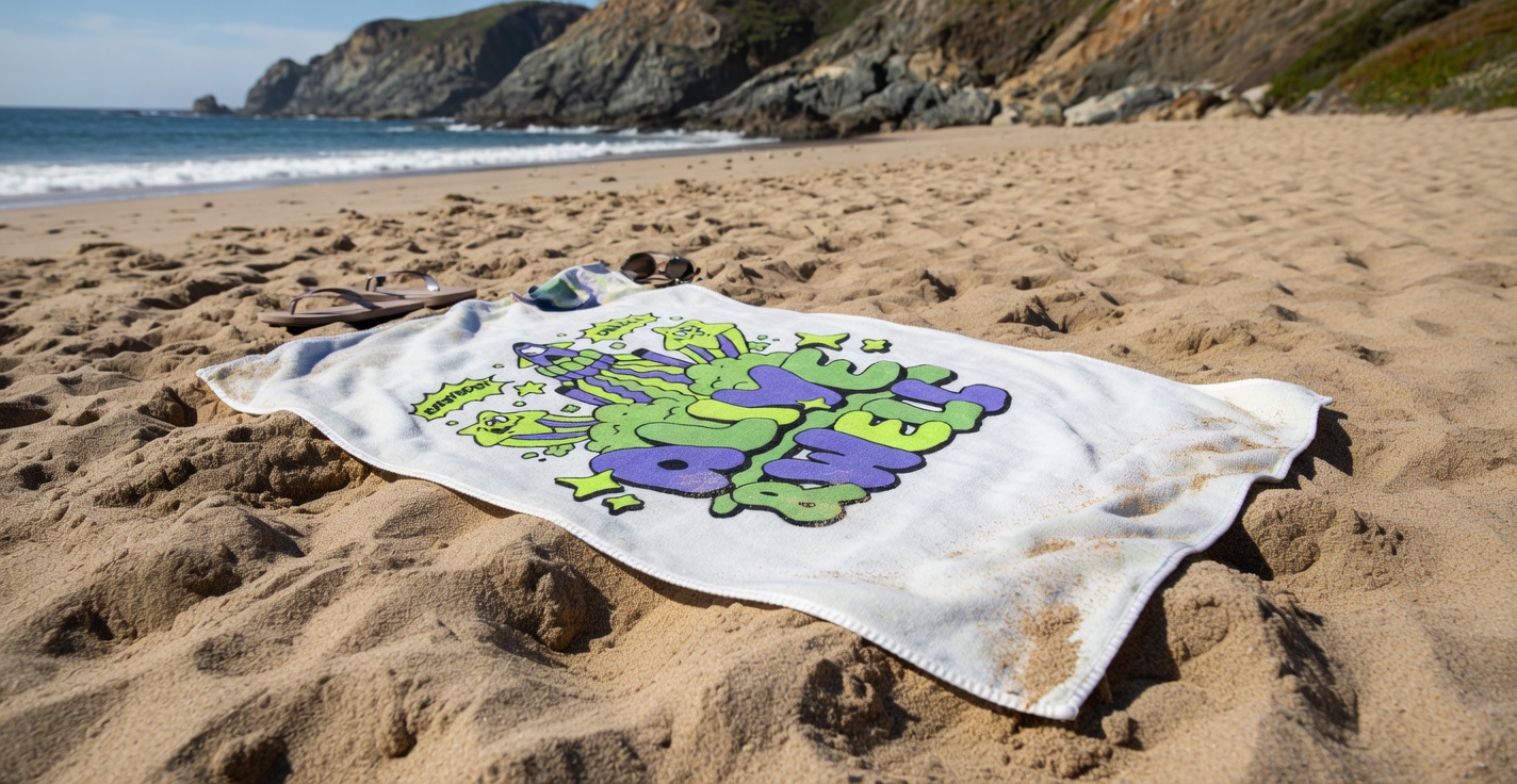 Alive & Well Book Graphic Beach Towel — White