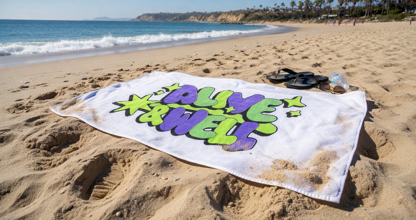 Alive & Well Book Beach Towel — White