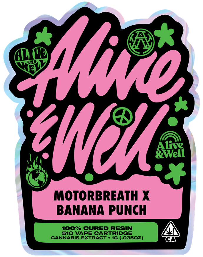 Motorbreath x Banana Punch hybrid — Alive & Well Cured Resin Cannabis Vape Cartridge