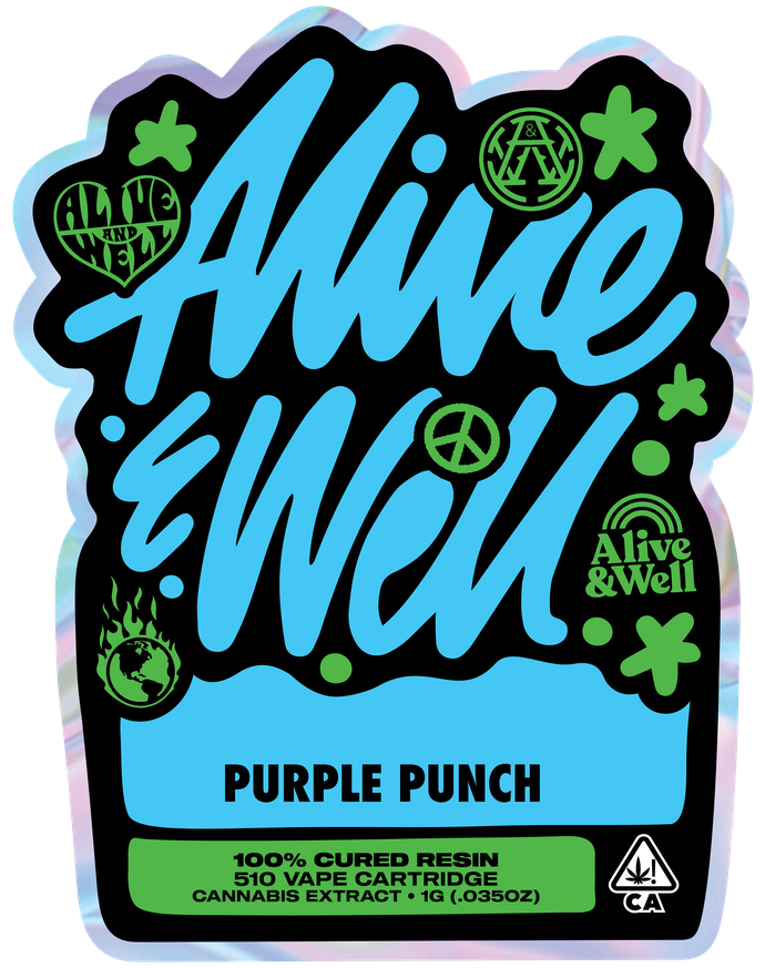 Purple Punch indica — Alive & Well Cured Resin Cannabis Vape Cartridge