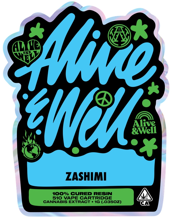 Zashimi indica — Alive & Well Cured Resin Cannabis Vape Cartridge