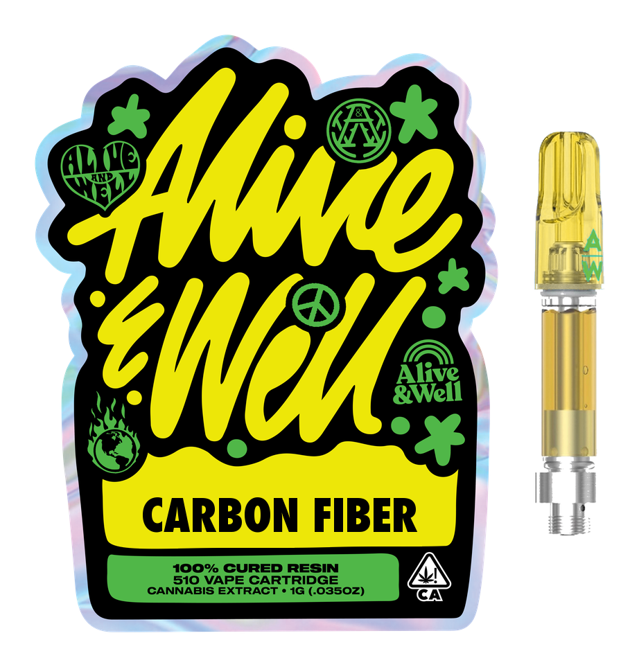 Carbon Fiber sativa — Alive & Well Cured Resin Cannabis Vape Cartridge with 510 device