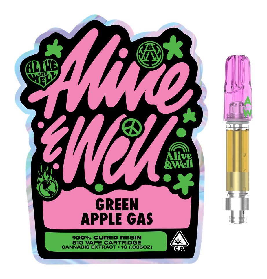 Green Apple Gas hybrid — Alive & Well Cured Resin Cannabis Vape Cartridge with 510 device