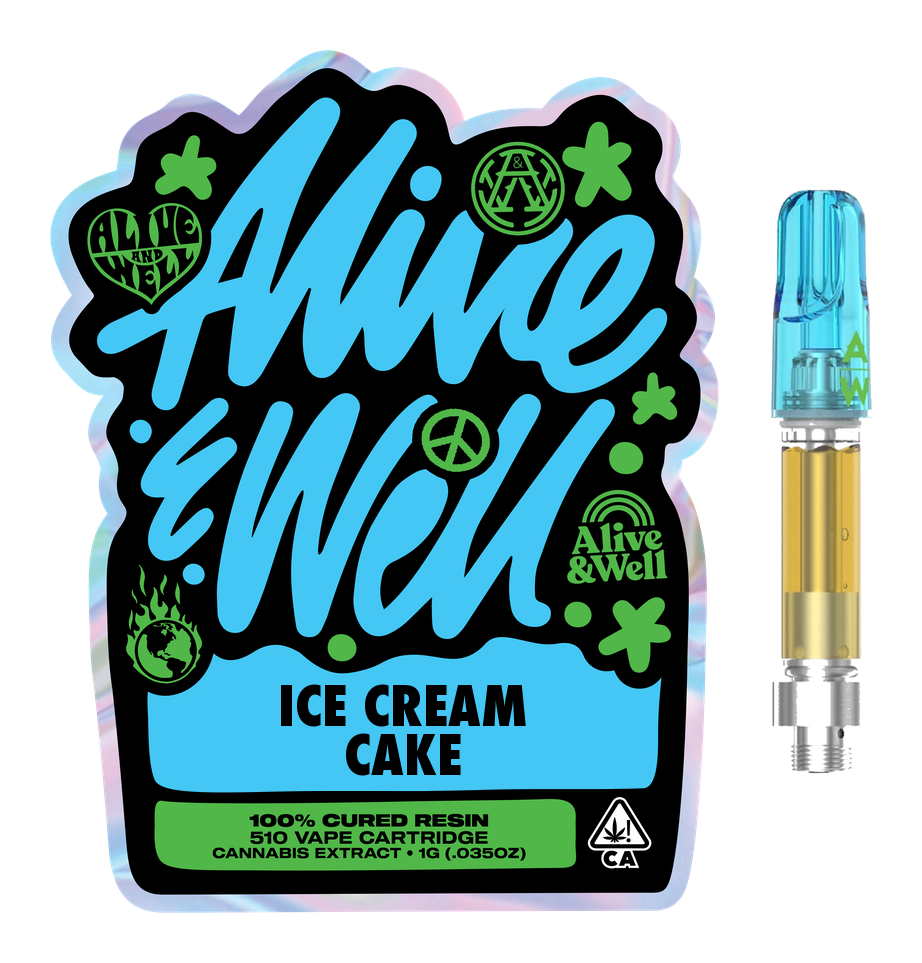 Ice Cream Cake indica — Alive & Well Cured Resin Cannabis Vape Cartridge with 510 device