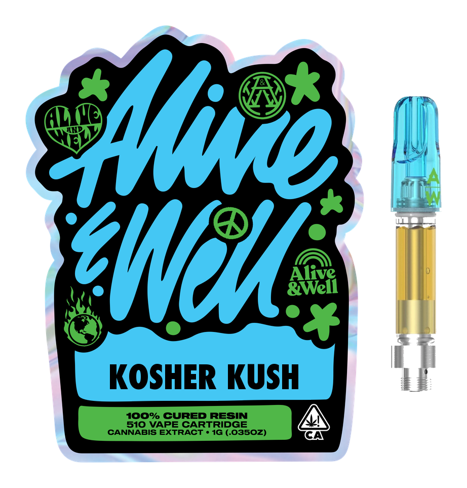 Kosher Kush indica — Alive & Well Cured Resin Cannabis Vape Cartridge with 510 device