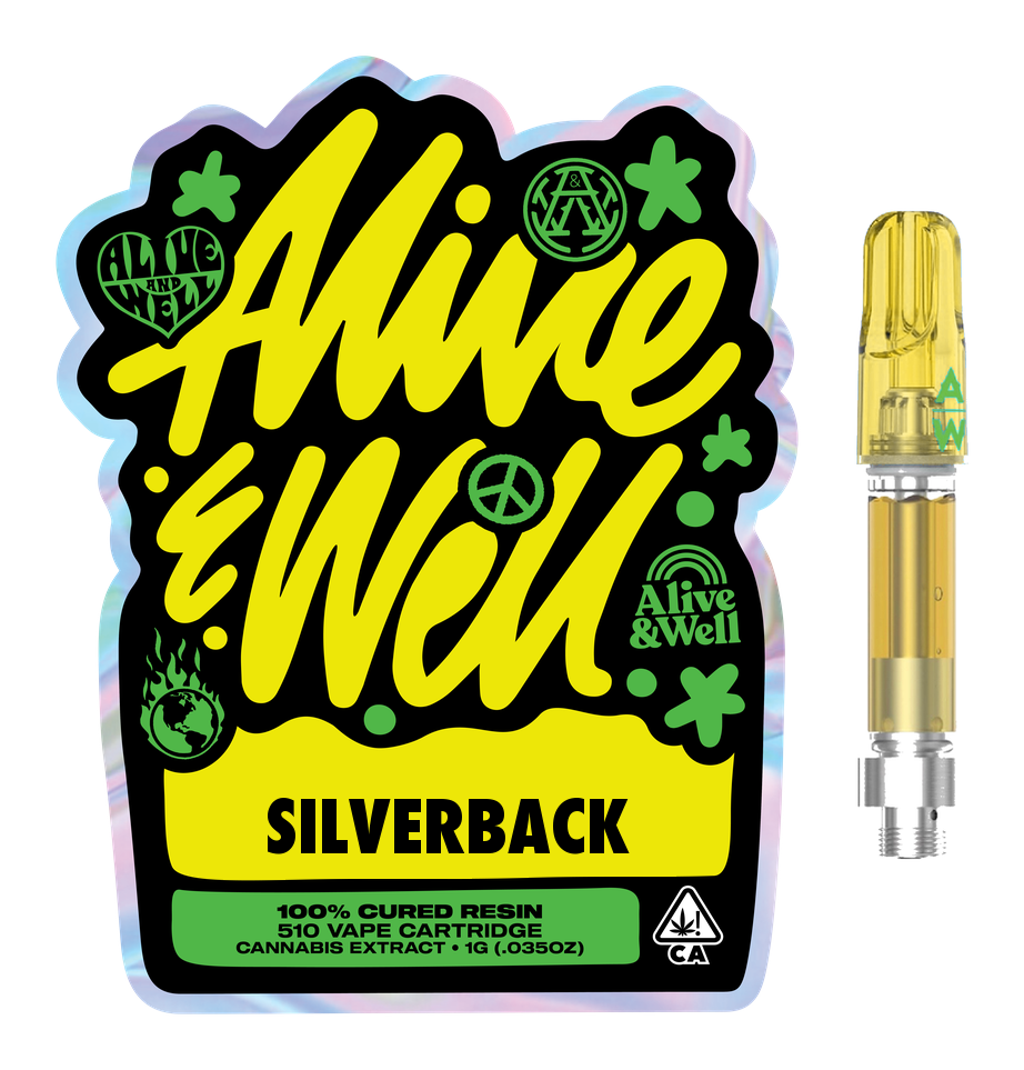 Silverback sativa — Alive & Well Cured Resin Cannabis Vape Cartridge with 510 device
