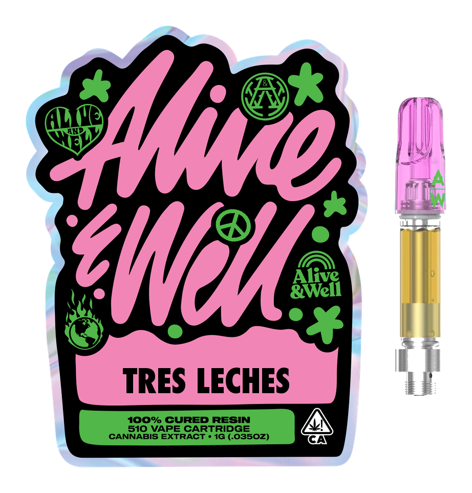 Tres Leches hybrid — Alive & Well Cured Resin Cannabis Vape Cartridge with 510 device